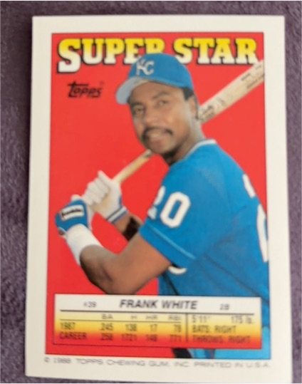 1988 Topps Stickers #39 Frank White Super Star Backs — front