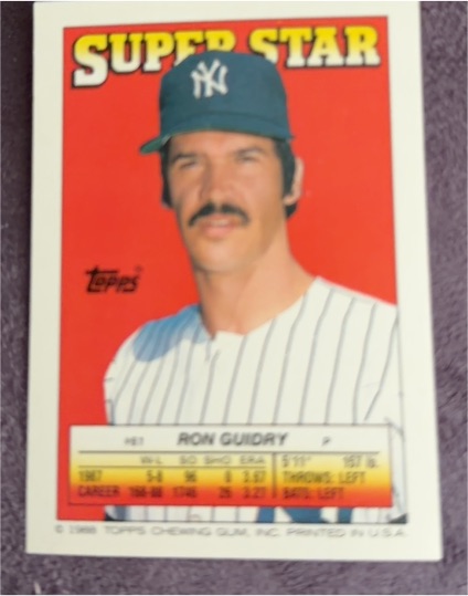 1988 Topps Super Star Sticker Backs #61 Ron Guidry — front