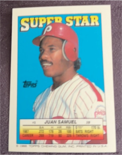 1988 Topps Stickers #5 Juan Samuel Super Star Backs — front