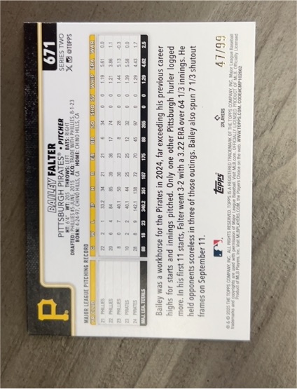 2025 Topps Series 2 #671 Bailey Falter — front
