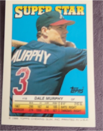 1988 Topps Stickers #18 Dale Murphy Super Star Backs — front