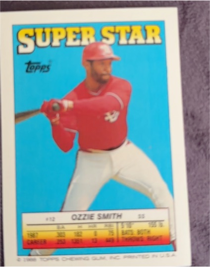 1988 Topps Stickers #12 Ozzie Smith Super Star Backs — front