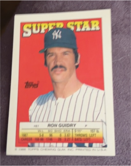 1988 Topps Super Star #61 Ron Guidry — front