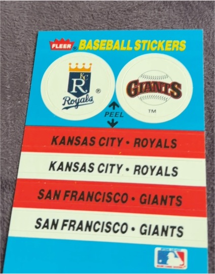 1987 Fleer #NNO Kansas City Royals / San Francisco Giants Team Stickers — front