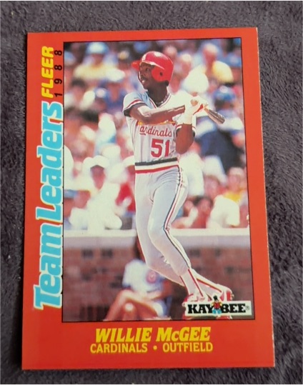 1988 Fleer Kay-Bee Team Leaders #20 Willie McGee — front