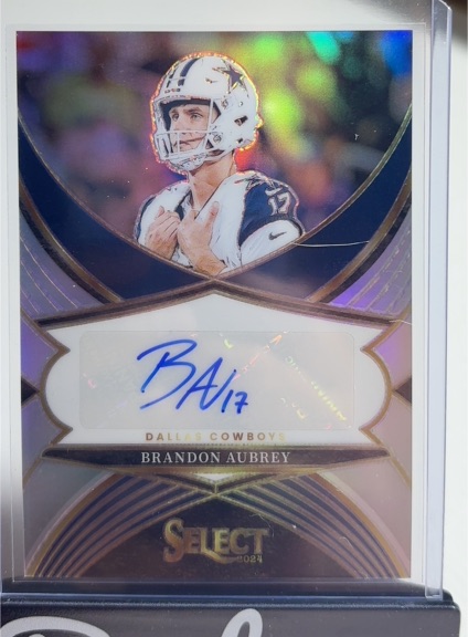 2024 Panini Select Signatures Blue Prizm #SSP-BAY Brandon Aubrey — front