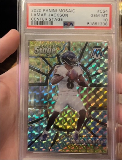 2020 Panini Mosaic #CS4 Lamar Jackson Center Stage — front