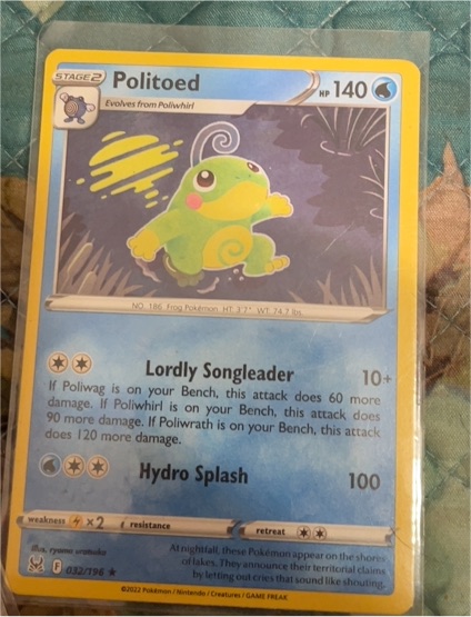 2022 Pokémon Sword & Shield Lost Origin #32 Politoed — front