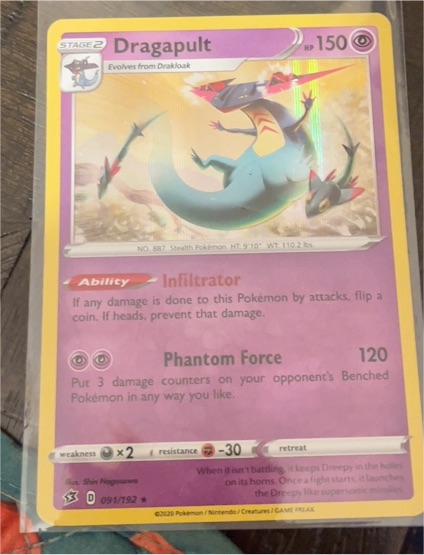 2020 Pokemon Sword & Shield Rebel Clash #091 Dragapult — front