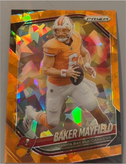 2025 Panini Prizm Baker Mayfield Orange Cracked Ice — front