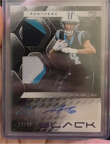 2025 Panini Black Rookie Signature Materials #RSM-TMN Tetairoa McMillan — front