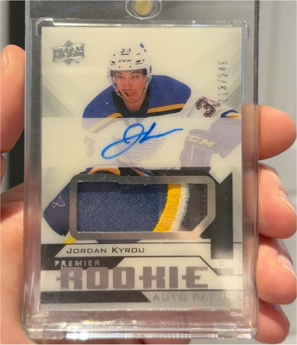 2018-19 Upper Deck Premier #Auto Patch Rookie Jordan Kyrou — front