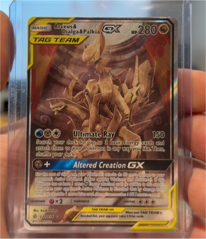 2019 Pokémon Cosmic Eclipse #221 Arceus & Dialga & Palkia GX — front