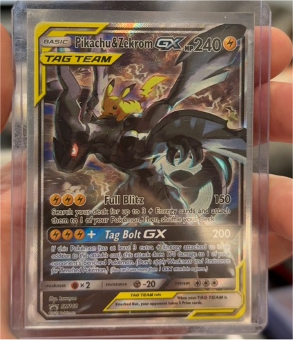 2019 Pokemon Black Star Promo #SM168 Pikachu & Zekrom GX Tag Team — front