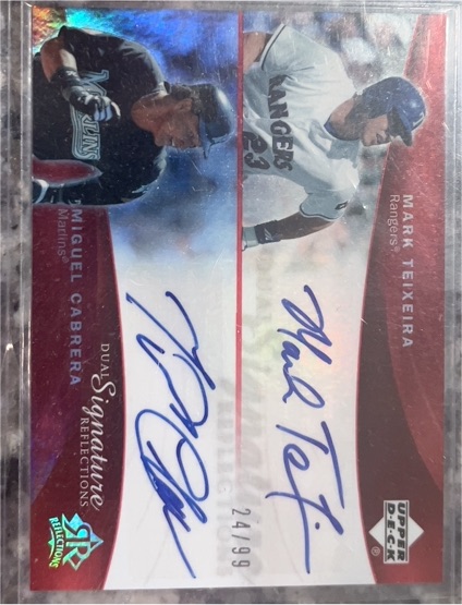 2005 Upper Deck Reflections Dual Signatures #Dual Signatures Miguel Cabrera / Mark Teixeira — front