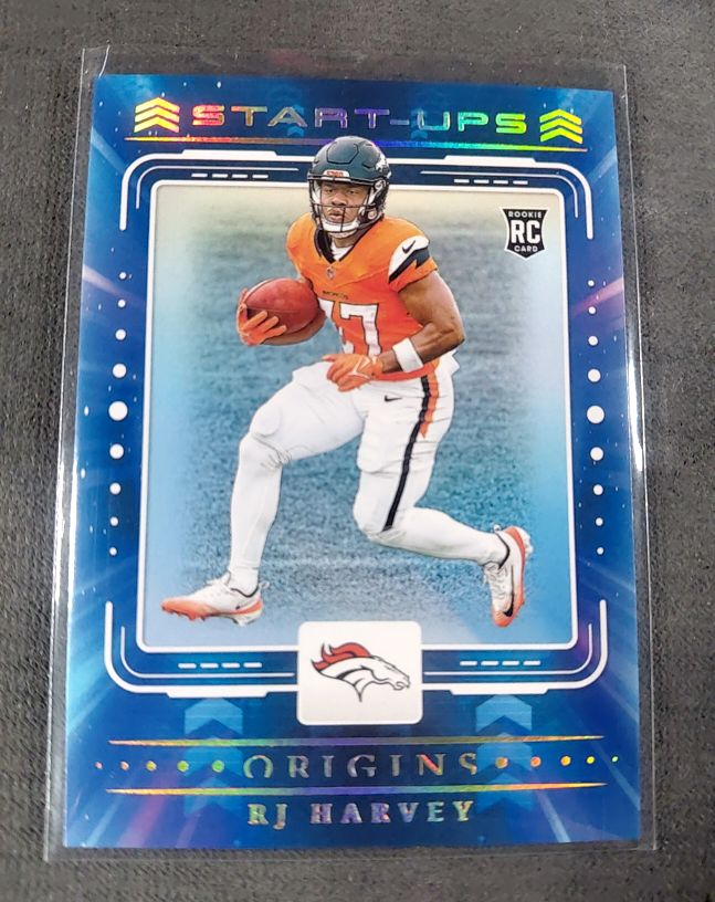 2025 Panini Origins #14 RJ Harvey Start-Ups Rookie Card — front