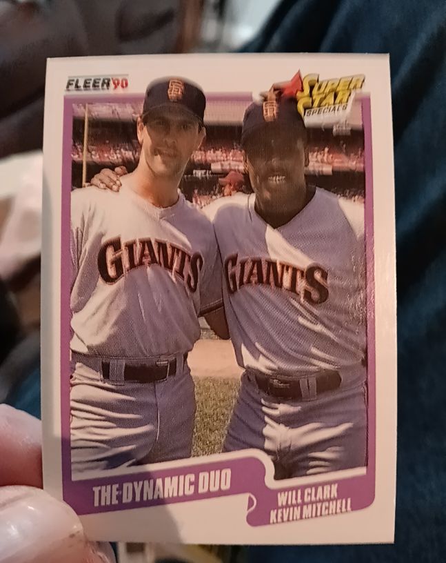 1990 Fleer #637 The Dynamic Duo Will Clark / Kevin Mitchell — front