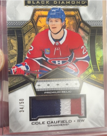 2024-25 Upper Deck Black Diamond #34 Cole Caufield Premium Relic — front
