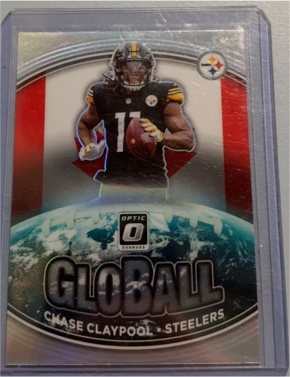2021 Donruss Optic #GB-4 Chase Claypool GloBall Pittsburgh Steelers — front