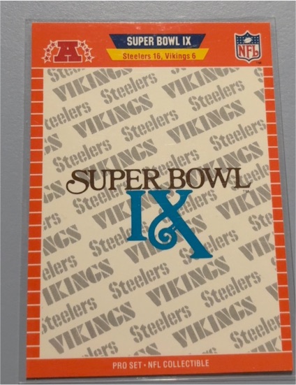 1989 Pro Set #IX Super Bowl Pittsburgh Steelers vs Minnesota Vikings — front