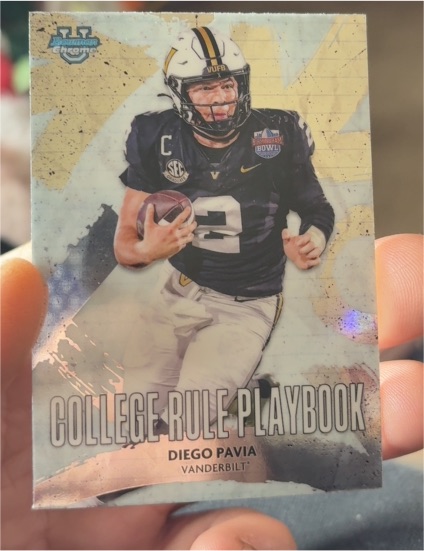2025 Bowman University Chrome #CRP-11 Diego Pavia College Rule Playbook — front