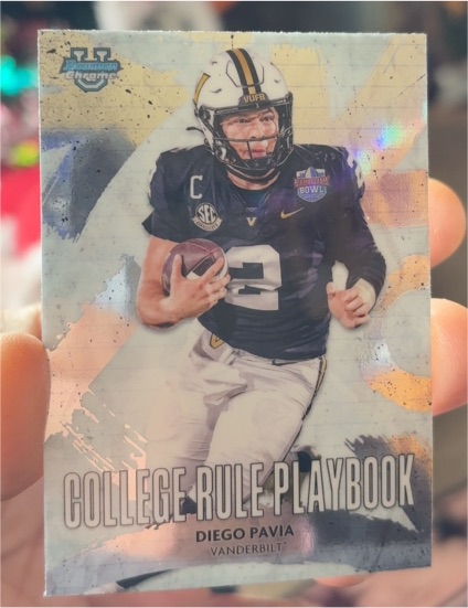 2025 Bowman Chrome University #CRP-11 Diego Pavia College Rule Playbook — front