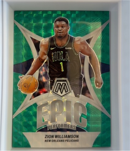 2023-24 Panini Mosaic #10 Zion Williamson Epic Performers Mosaic Green — front