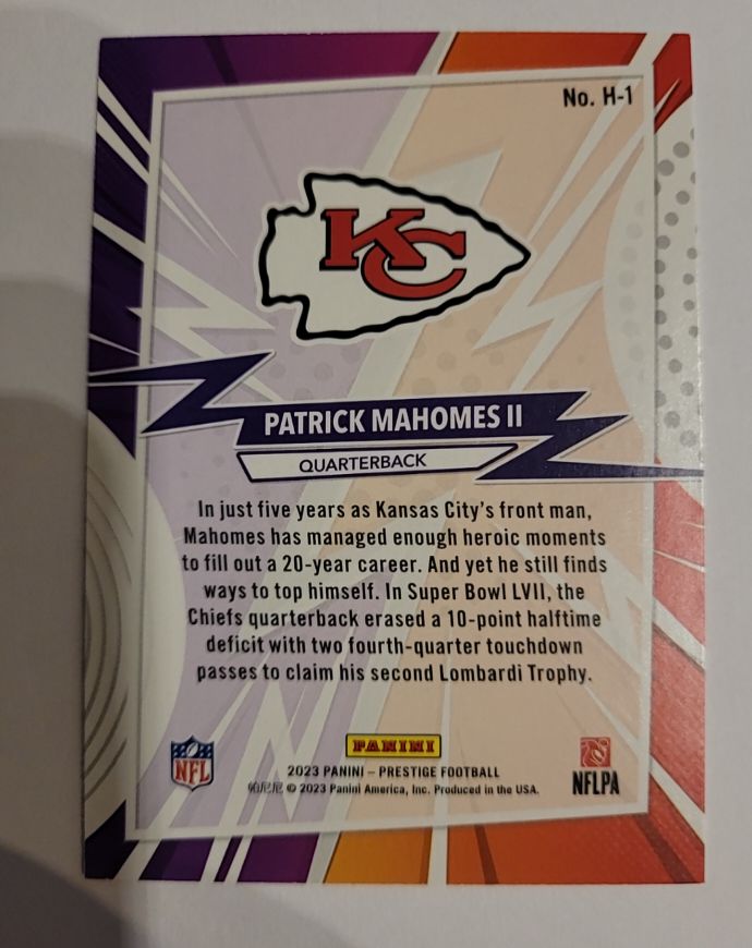 2023 Panini Prestige Football #H-1 Patrick Mahomes II — front