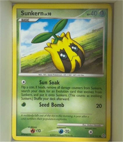 2007 Pokémon Diamond & Pearl Secret Wonders #114 Sunkern — front