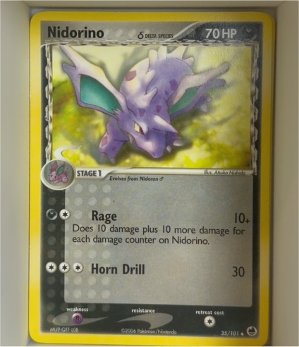 2006 Pokemon EX Dragon Frontiers #35 Nidorino (Delta Species) — front