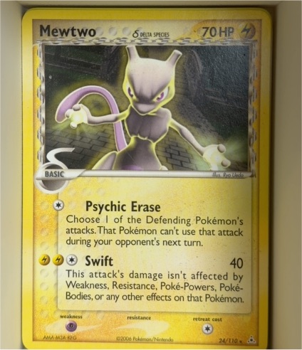 2006 Pokemon EX Holon Phantoms #24 Mewtwo Delta Species — front