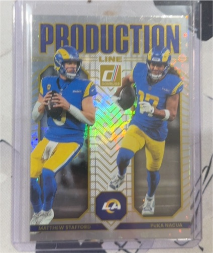 2025 Donruss Production Line #1 Matthew Stafford, Puka Nacua — front