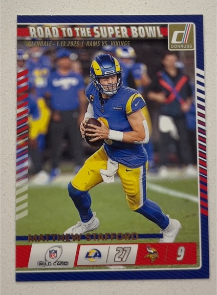 2025 Donruss #6 Matthew Stafford Road to the Super Bowl Wild Card — front