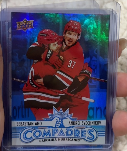 2025-26 Upper Deck Series 1 #CM-9 Sebastian Aho and Andrei Svechnikov — front
