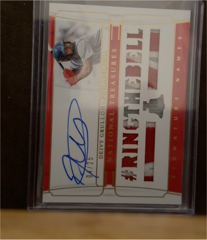 2020 Panini National Treasures Signature Names #SNA-DG Delvy Grullon — front