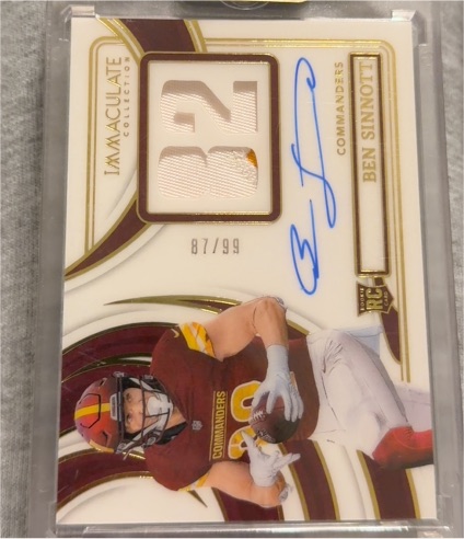 2024 Panini Immaculate Numbers Rookie Autograph Ben Sinnott #NRPA-BST — front