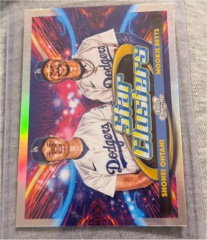 2025 Topps Chrome Cosmic #DSC-4 Shohei Ohtani / Mookie Betts Dual Star Clusters — front