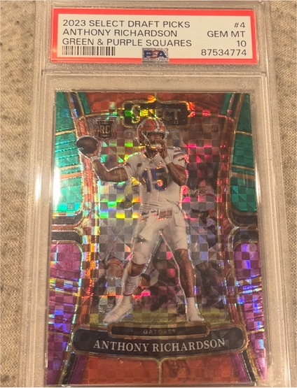 2023 Panini Select Draft Picks #4 Anthony Richardson Green & Purple Squares — front