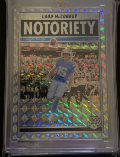 2025 Panini Mosaic #2 Ladd McConkey Notoriety Mosaic Prizm — front