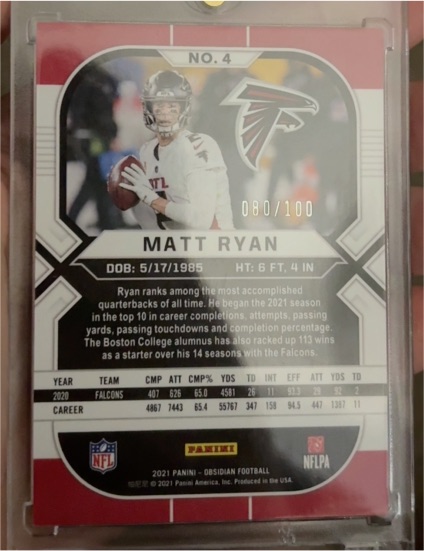 2021 Panini Obsidian #4 Matt Ryan — front