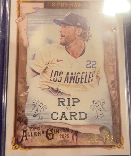 2025 Topps Allen & Ginter #RIP-19 Clayton Kershaw — front