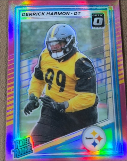 2025 Donruss Optic #391 Derrick Harmon Rated Rookie Preview Pink — front