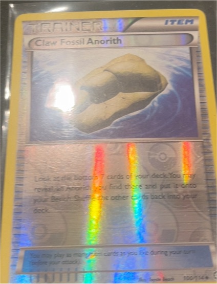 2016 Pokémon XY Steam Siege #100 Claw Fossil Anorith Reverse Holo — front