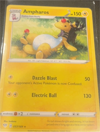 2020 Pokémon Darkness Ablaze #057 Ampharos — front