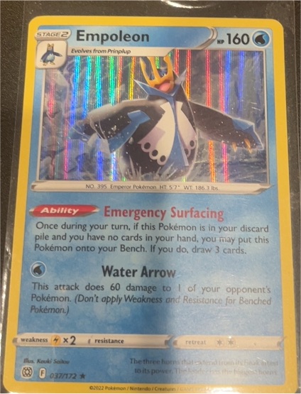 2022 Pokemon Sword & Shield Brilliant Stars #037 Empoleon — front