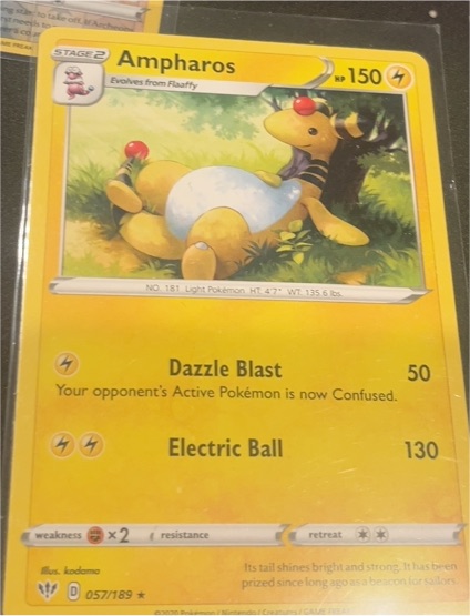 2020 Pokémon Darkness Ablaze #057 Ampharos — front