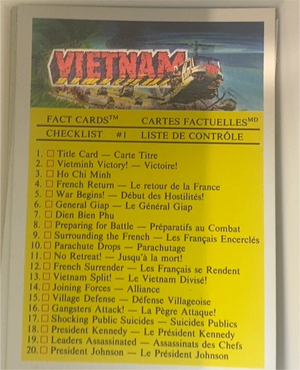 1988 Vietnam Fact Cards Checklist #1 — front