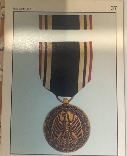 1991 Topps Desert Storm #37 Prisoner of War Medal Sticker — front