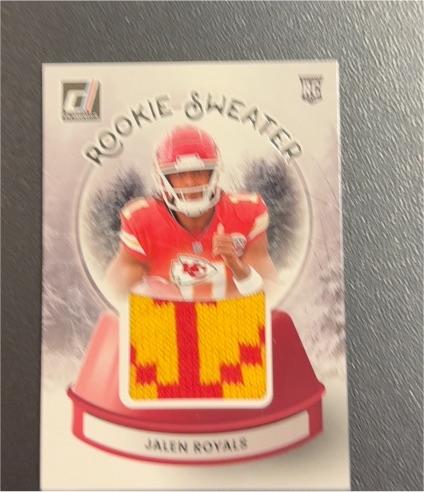 2025 Panini Donruss #SWE-JRS Jalen Royals Rookie Sweater Patch — front