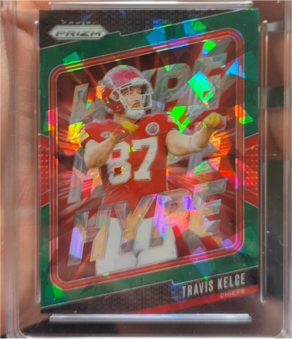 2024 Panini Prizm #7 Travis Kelce Hype Green Ice Prizm — front